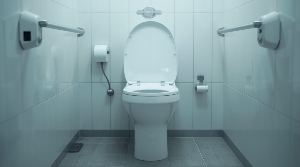 Are UTI contagious from toilet seats explained through a clean and hygienic public restroom toilet seat image