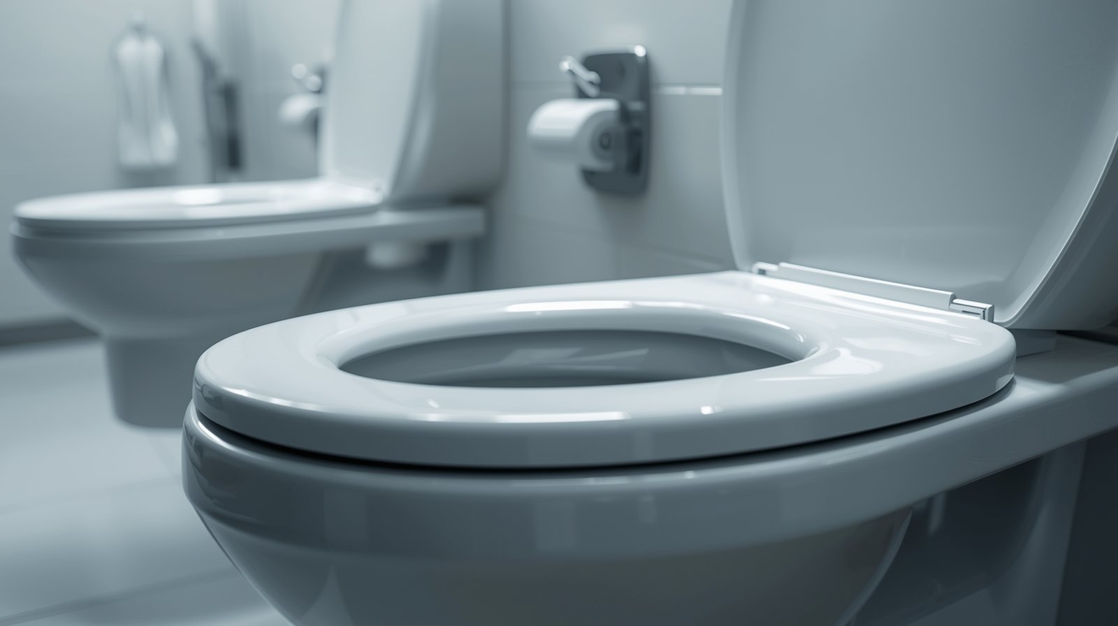 Can you get STDs from a toilet seat illustrated by a clean public restroom toilet seat in a realistic medical setting