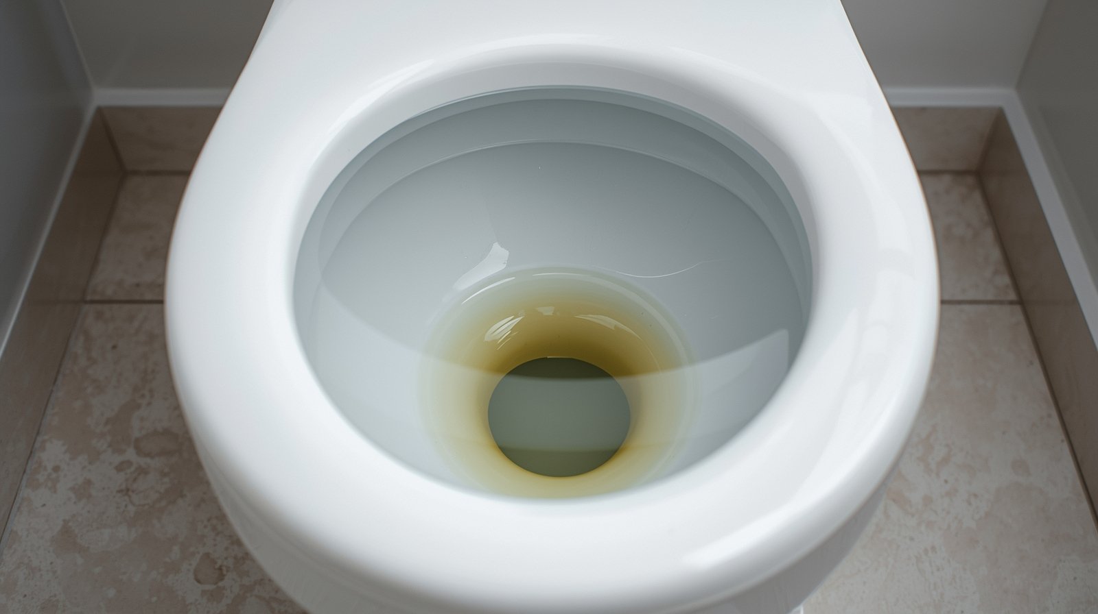 my pee sinks to bottom of toilet due to density difference between urine and toilet water in a clean ceramic bowl