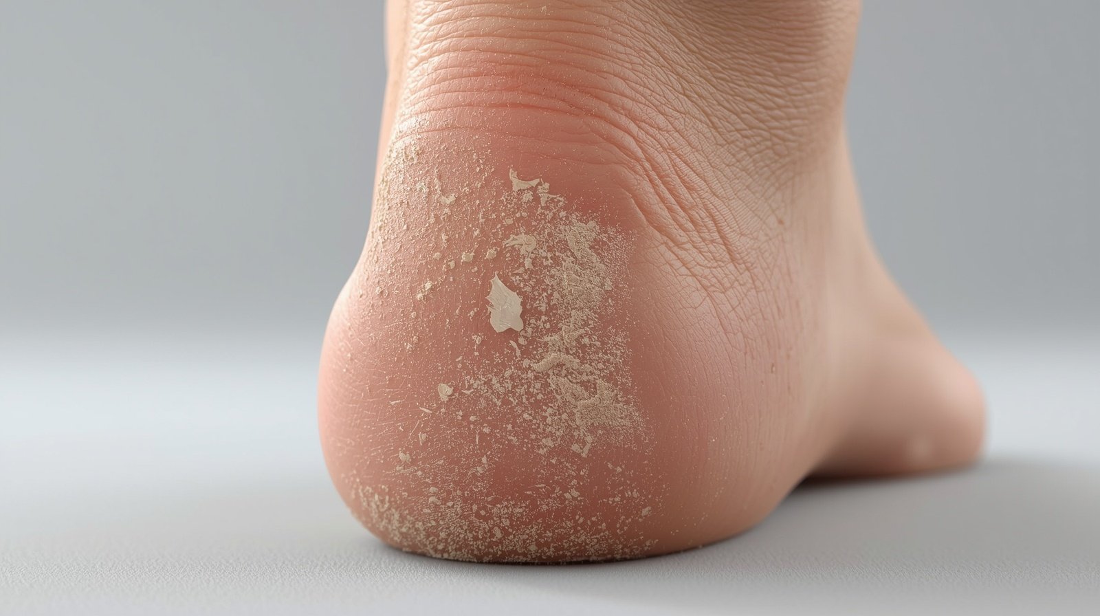 why is the bottom of my foot peeling showing dry peeling skin on sole heel area close up