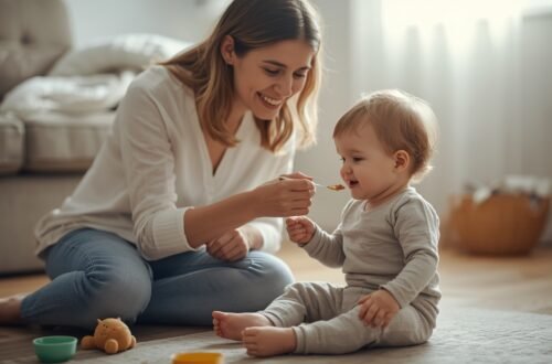 how to attend to your toddler scoopnurturement while a mother gently supports her toddler learning to eat with a spoon