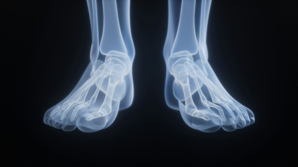 Feet showing dry, cracked areas and redness between toes, highlighting the contrast between athlete’s foot vs dry skin