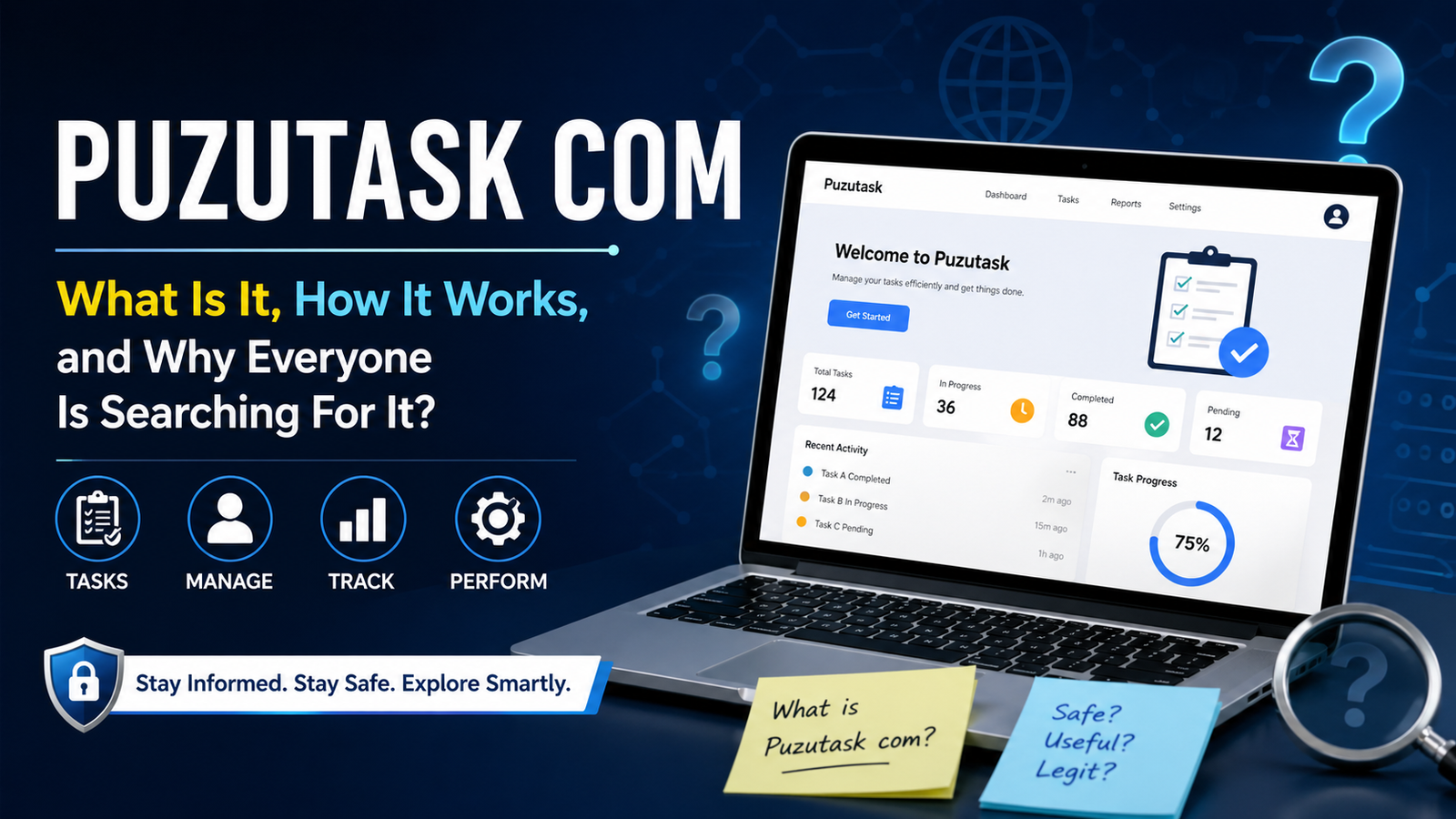 Screenshot or visual representation of Puzutask com, a digital platform linked with task-based online activities and user curiosity.