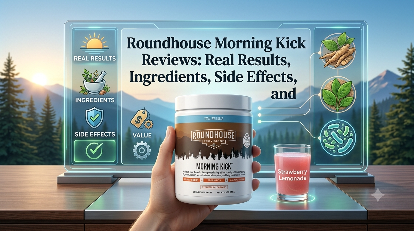 Roundhouse Morning Kick Reviews featuring ingredients, health benefits, side effects, customer reviews, and product value.