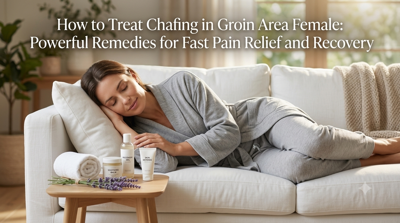 How to Treat Chafing in Groin Area Female featuring pain relief, home remedies, skin healing, prevention tips, and groin chafing care.