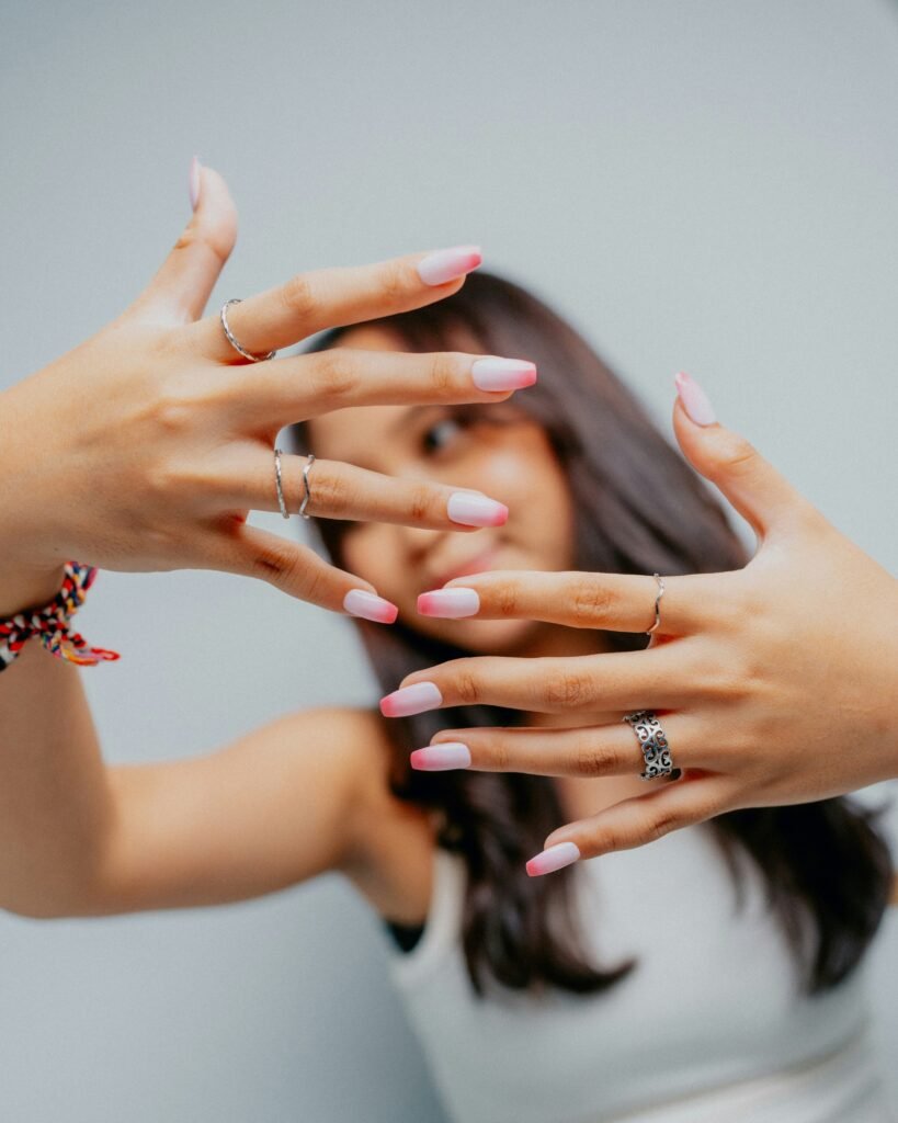 Pink Nails Ideas covering French tips, glitter nails, minimalist manicures, and trendy pink nail designs.